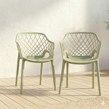Set de 4 Sillas con Brazos Casablanca, Verde Olivo, con Espaldar en Diamantes y Estilo Moderno