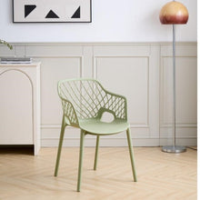 Set de 4 Sillas con Brazos Casablanca, Verde Olivo, con Espaldar en Diamantes y Estilo Moderno