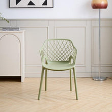 Set de 4 Sillas con Brazos Casablanca, Verde Olivo, con Espaldar en Diamantes y Estilo Moderno