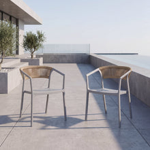 Silla Bali, Gris, Con espaldar en cuerdas y diseño Moderno X2