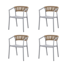 Silla Bali, Gris, Con espaldar en cuerdas y diseño Moderno X4