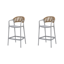 Silla para Bar Bali, Gris, Con espaldar en cuerdas y diseño Moderno X2