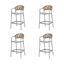 Silla para Bar Bali, Gris, Con espaldar en cuerdas y diseño Moderno X4