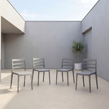Silla New York, Gris Oscuro, Con espaldar en líneas y diseño minimalista X4