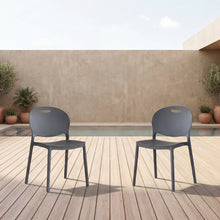 Silla Queens, Gris Oscuro, Con espaldar redondo y diseño minimalista X2