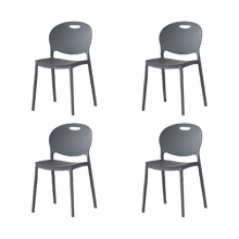 Silla Queens, Gris Oscuro, Con espaldar redondo y diseño minimalista X4