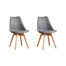 Silla Fyn, Gris Oscuro, Diseño Minimalista Con Espaldar, Cojín y Patas De Madera X2