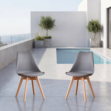 Silla Fyn, Gris Oscuro, Diseño Minimalista Con Espaldar, Cojín y Patas De Madera X2