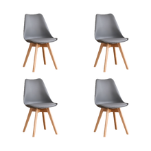 Silla Fyn, Gris Oscuro, Diseño Minimalista Con Espaldar, Cojín y Patas De Madera X4