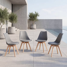 Silla Fyn, Gris Oscuro, Diseño Minimalista Con Espaldar, Cojín y Patas De Madera X4