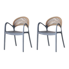 Silla Daytona, Gris Oscuro y Café Claro, Con Espaldar, Reposa Brazos y Diseño Minimalista  X2