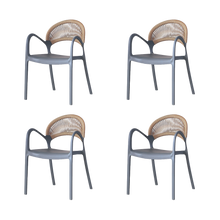 Silla Daytona, Gris Oscuro y Café Claro, Con Espaldar, Reposa Brazos y Diseño Minimalista  X4