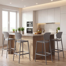Silla para Bar Rio, Color Gris Oscuro, Diseño Moderno X4