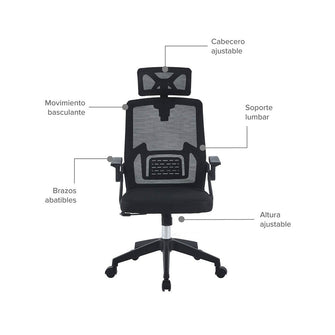 Silla de Oficina Presidente Doha Basculante, Negro