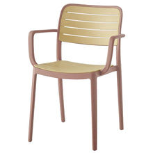 Set de 4 Sillas con Brazos Carolina, Terracota y Beige, y Espaldar de Líneas Horizontales