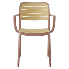 Set de 2 Sillas con Brazos Carolina, Terracota y Beige, y Espaldar de Líneas Horizontales