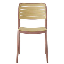 Set de 4 Sillas Carolina, Color Terracota y Beige, con Espaldar de Líneas Horizontales