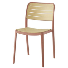 Silla Carolina, Color Terracota y Beige, con Espaldar de Líneas Horizontales