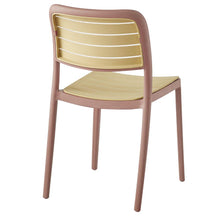 Set de 4 Sillas Carolina, Color Terracota y Beige, con Espaldar de Líneas Horizontales