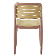 Silla Carolina, Color Terracota y Beige, con Espaldar de Líneas Horizontales