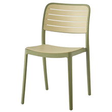 Silla Carolina, Color Verde Olivo y Beige, con Espaldar de Líneas Horizontales