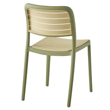 Set de 4 Sillas Carolina, Color Verde Olivo y Beige, con Espaldar de Líneas Horizontales