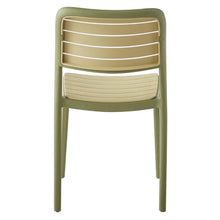 Silla Carolina, Color Verde Olivo y Beige, con Espaldar de Líneas Horizontales