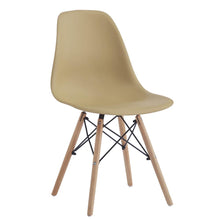 Set de 4 Sillas Eames, Color Taupe, con Patas de Madera