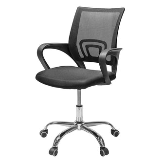 Silla de Oficina Operativa Mesh con Base Cromada, Negro