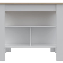 Barra de Cocina Cala, Blanco y Wengue, con Amplia Superficie En La Mesa