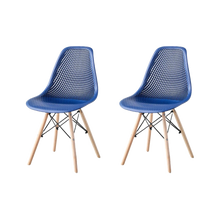 Silla Marcus, Color Azul, Con espaldar y patas en Madera X2