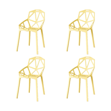 Silla Roxy, Color Amarillo, Con espaldar y diseño Moderno X4