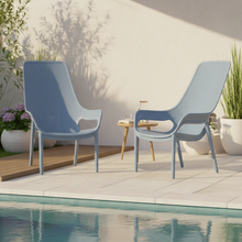 Silla Lounge Mayorca, Azul Claro, con espaldar y reposa brazos