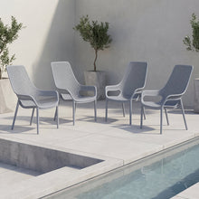 Silla Lounge Mayorca, Azul Claro, con espaldar y reposa brazos X4