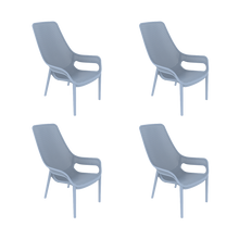 Silla Lounge Mayorca, Azul Claro, con espaldar y reposa brazos X4