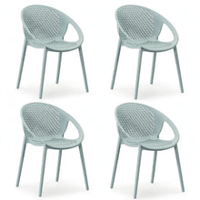 Set de 4 Sillas Selva con Brazos, Color Azul Claro, con Espaldar