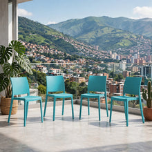 Set de 4 Sillas Soho, Azul Marino, con Espaldar Cerrado y Diseño Minimalista