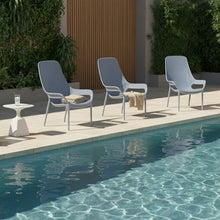 Silla Lounge Mayorca, Azul Claro, con espaldar y reposa brazos