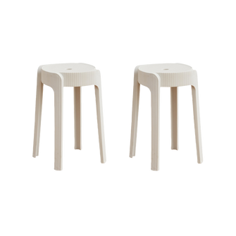 Butaco Apilable Maison, Color Blanco, Diseño Moderno X2