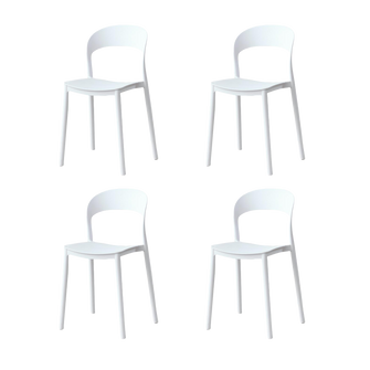 Silla Patrick, Color Blanco, Con espaldar y diseño Moderno X4