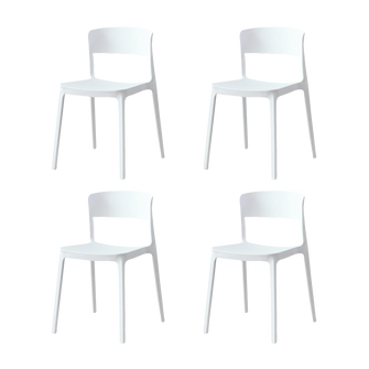 Silla Monaco, Color Blanco, Con espaldar y diseño Moderno X4