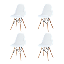 Silla Marcus, Color Blanco, Con espaldar y patas en Madera X4