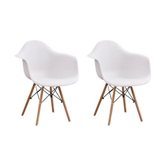 Silla Delia, Color Blanco, Con espaldar y patas en Madera X2