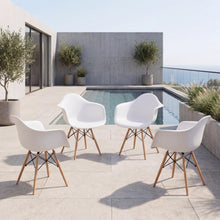 Silla  Eymos, Color Blanco, Con Espaldar y Patas En Madera X4