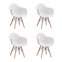 Silla Delia, Color Blanco, Con espaldar y patas en Madera X4