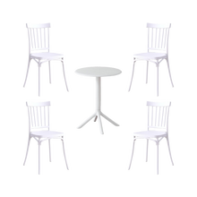 Combo Matias, Incluye Mesa Redonda y 4 Sillas en Color Blanco