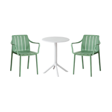 Combo Shaki, Incluye Mesa Redonda y 2 Sillas en Color Verde Olivo