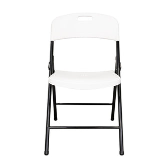 Silla Plegable Dako, Blanco, espaldar y asiento en material plastico y patas metálicas X2