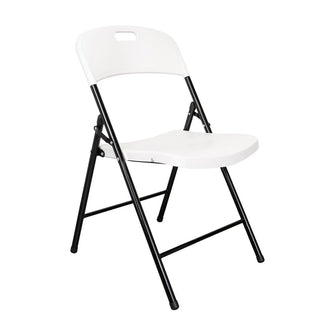 Set de 6 Sillas Plegables Dako, Blanco, espaldar y asiento en material plastico y patas metálicas