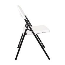 Silla Plegable Dako, Blanco, espaldar y asiento en material plastico y patas metálicas X2